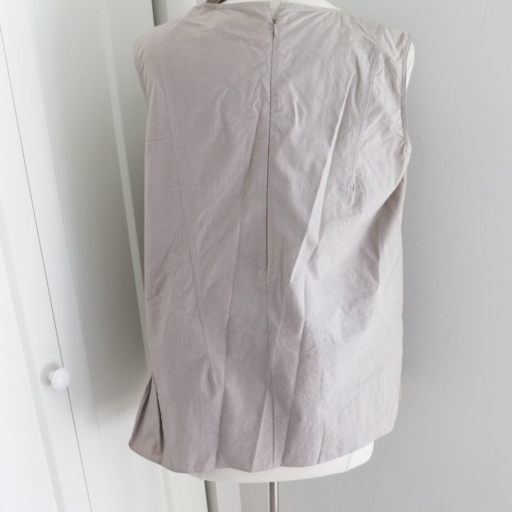 MARNI  Sleeveless Ruched Sleeveless Cotton Top in Taupe Sz 42 - Picture 4 of 7